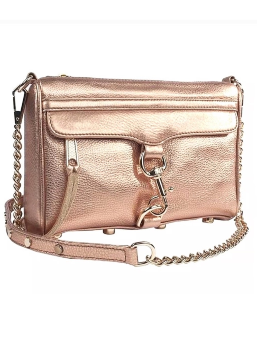 Rebecca Minkoff authentic mini Mac rose gold leather crossbody chain bag